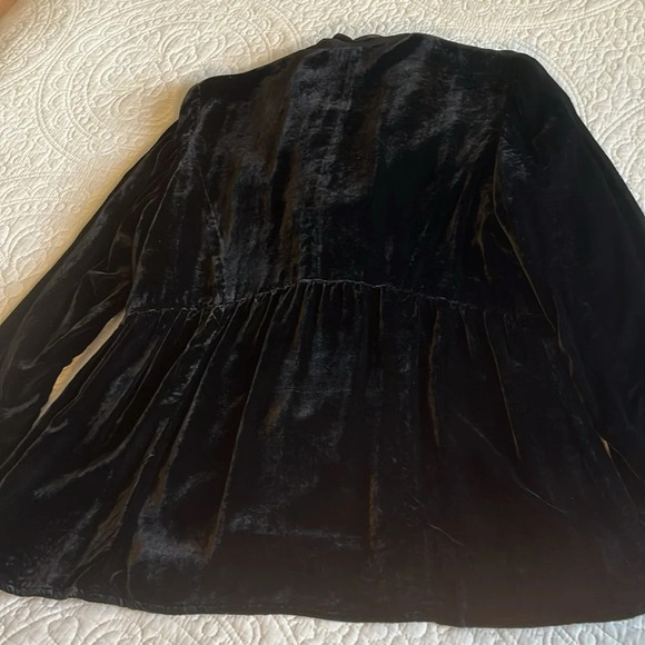 J Jill Velvet Jacket Long Chiffon Shawl Collar Peplum Blazer Medium Black Artsy - Picture 17 of 17